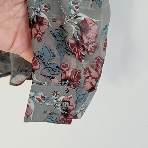 Dark Floral Victorian Top Small Whimsigoth Regency Blouse Career Dark Floral - Picture 4 of 9